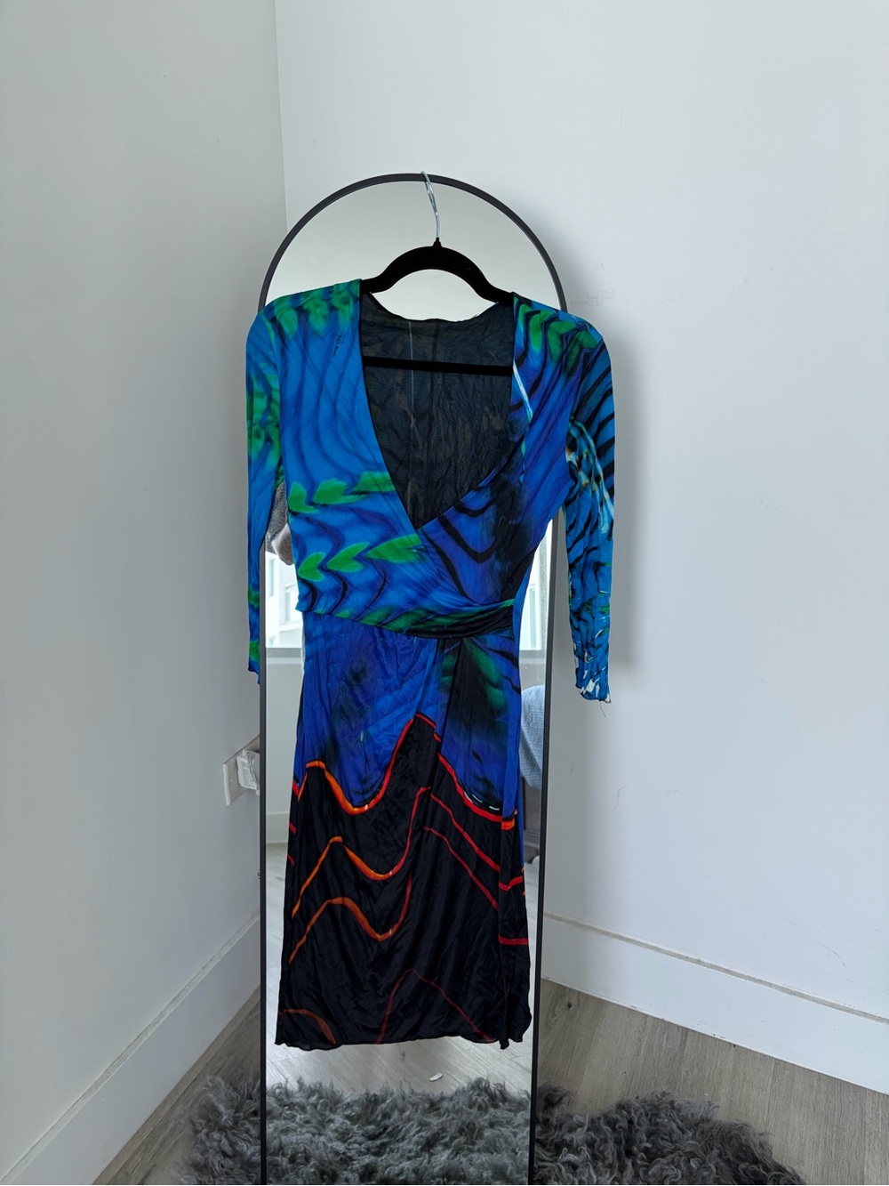 ROBERTO CAVALLI MIDI BLUE PRINT DRESS